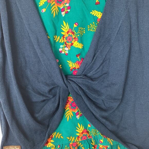 Matilda Jane women's medium blue sweater floral peekaboo long sleeve shirt twist - Picture 8 of 10